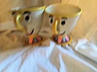 1998 Disney On Ice Chip Beauty And The Beast Plastic Cup Mug 4 " Vtg Set Of 2
