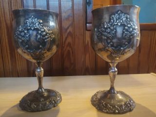 2 Reed & Barton King Francis Silverplate Goblets 6 - 1/2 " 1659 -