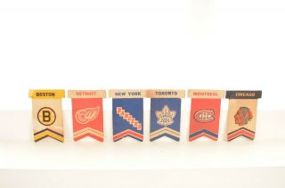 Vintage 1950s Cardboard Paper Munro Table Ice Hockey Arena Team Banners