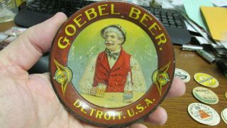 Detroit,  Mich.  Goebel Beer Tip Tray W/ Pre - Pro Blob Top Bottle Brewery Michigan