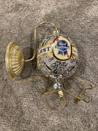 Vintage Pabst Blue Ribbon Beer Rotating Globe - Pbr Motion Wall Sconce Orb