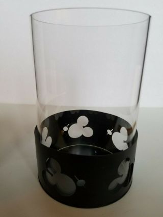 Disney Mickey Mouse Silhouette Black Metal Candle Holder With Hurricane Glass