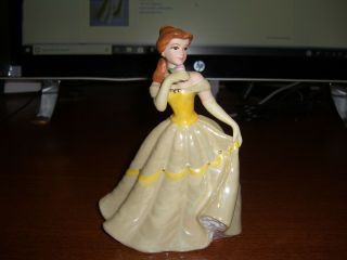 Disney Beauty And The Beast Belle Porcelain Figurine Yellow Dress W/rose No Box