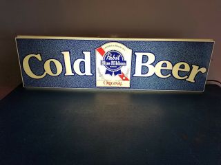 (vtg) 1986 Pabst Cold Beer Light Up Back Bar Sign Game Room Man Cave Pbr