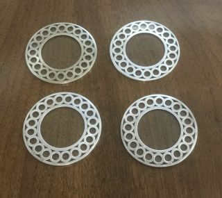 Set Of 4 Sterling Silver Coasters,  Unique Circle Design