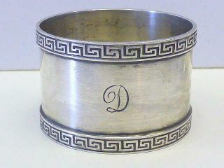 Vintage Greek Key Fradley Co Sterling Silver Napkin Ring Classic Monogram D