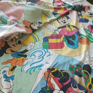 Vintage Mickey Minnie Mouse Twin Flat & Fitted Sheet Disney At The Beach