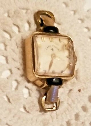 Vintage Marked 14 K Yellow Gold Lady Elgin Watch Not Complete No Band