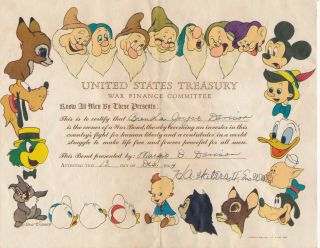 1944 Wwii Walt Disney United States Treasury War Bond 12 - 13 - 1944