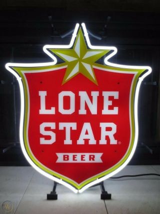 Lone Star Beer Sign Light Up Texas Star Sheild Logo Tavern Bar Pub Man Cave