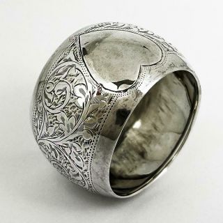 Edwardian Sterling Silver Napkin Ring Birmingham 1905 Love Heart Foliate