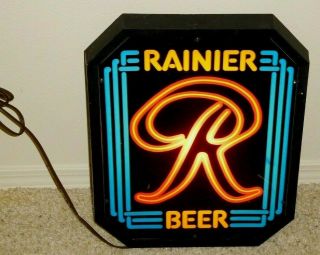 Vintage Rainier Beer Light Wall Sign Display Lamp Pub Tavern Rainiers Seattle Wa
