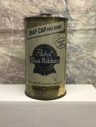 Pabst Blue Ribbon Quart Snap Cap Cone Top Instructional Beer Can 3