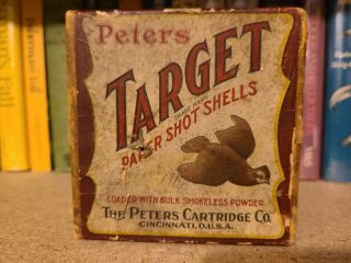 Vintage Peters Target 12 Gauge Paper Shot Shells 2 Two Piece Empty Box