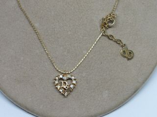 Christian Dior Vtg Petite Heart Necklace Delicate & Feminine Gold