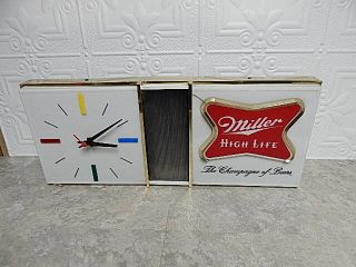 Vintage Miller High Life Lighted Beer Clock Sign Man Cave - Handyman Special