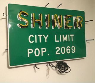 Shiner bock beer Metal neon light up sign Texas Shiner City Limit 2