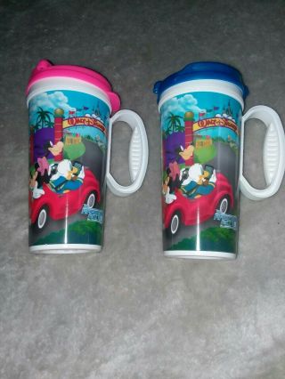 Walt Disney World Resort Rapid Refill Travel Hot Cold Mug Cup Set Of 2 Blue Pink