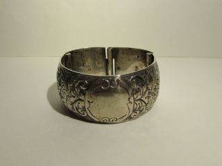 Unusual Antique Hinged Solid Silver Napkin Ring 1897 George Edwin Walton