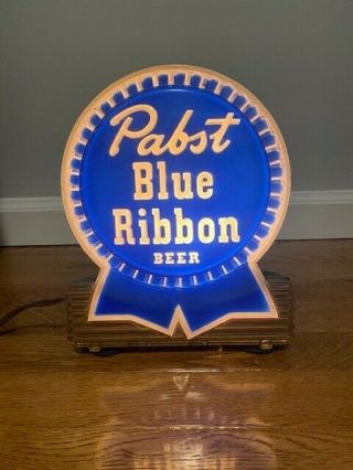 Vintage Pabst Blue Ribbon Beer Lighted Advertising Bar Display No.  2128