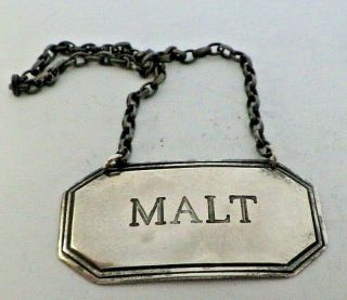 A George Iii Style Silver " Malt " Decanter Wine Label,  London 1983