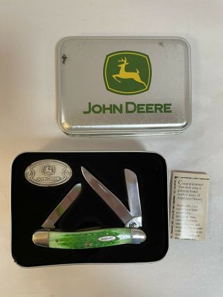 Case Xx 6318 Ss Stockman Knife John Deere In Tin