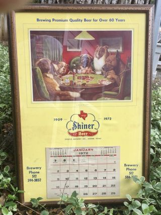 Vintage Shiner Bock Spoetzl Brewery Texas Calendar Framed Pearl Lone Star 1972