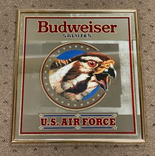 Budweiser Salutes The Us Air Force Mirror Sign 23x21 Pub Bar Restaurant Military