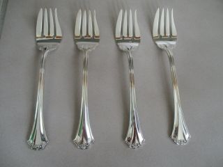4 Reed & Barton French Chippendale Silverplate 6 3/8 " Salad Forks Flatware