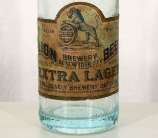 Lion Extra Lager Pre - Prohibition Beer Bottle York City Ny Nyc Pre - Pro 1910 