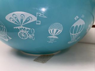 Pyrex Large Cinderella Bowl 444 Hot Air Balloon 4 Quart Turquoise Vintage