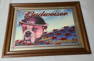 Budweiser Salutes The Us Marines Usmc Corporal Chesty Mirror 20”x27.  5” Devil Dog