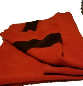Vintage Hudson Bay Point Blanket Red / Black 100 Wool,  4 Point,  Appx.  72 X 89