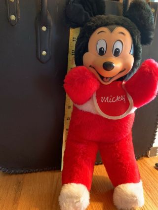 Vintage Collectible Walt Disney Mickey Mouse Vinyl Plush Stuffed 17” Made Japan