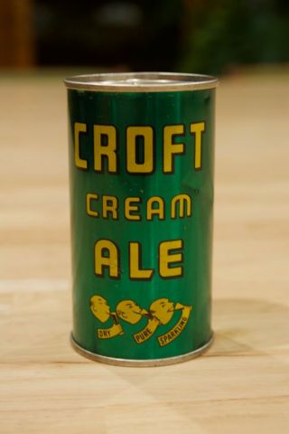 Croft Cream Ale Flat Top Beer Can,  Lemonhead Design.  Great Color,  No Rust.