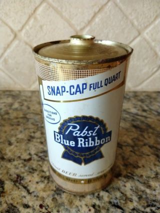 Pabst Blue Ribbon Quart Snap Cap Cone Top Instructional Beer Can 2