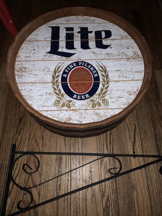 Miller Lite Beer Round Keg Wall Sign Hanging Pub Bar Sign