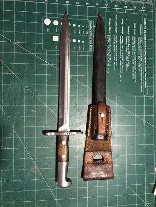 Authentic Swiss K - 31 Bayonet With Scabbard And Frog