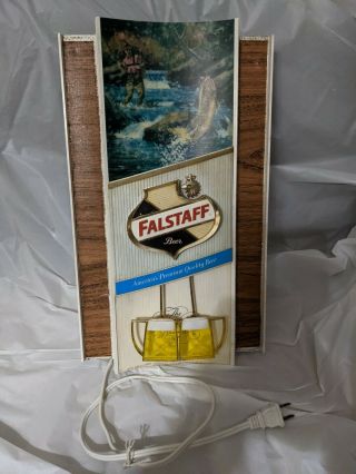 Falstaff Beer Toasting Motion Moving Mugs Sign Rainbow Trout Fisherman