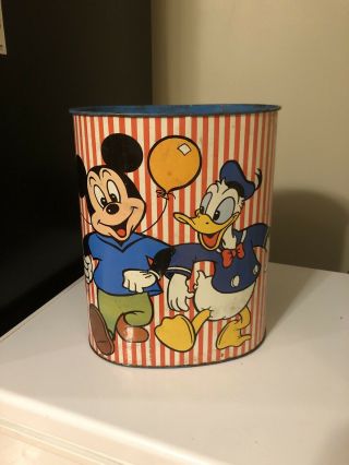 Vintage Disney Cheinco Metal Mickey Mouse Trash Can
