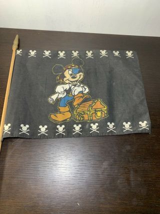 Rare Vintage Walt Disney Mickey Mouse Black Pirate Flag