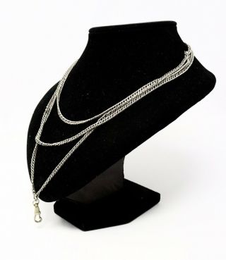 A Brilliant Huge Antique Victorian 800 Grade Silver Guard Chain Necklace 26926
