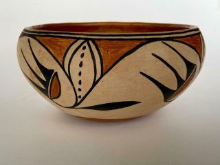 Vintage Native American Mystery Pueblo Artist Pottery Art Polychrome 7 " Bowl Pot