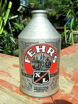 Fehr’s X/l Beer 12 Oz.  Cone Top Crown Top Beer Can Cone Top