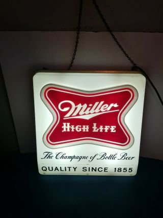 (vtg) 1950s Miller High Life Beer Double Sided Champagne Bucket Light Up Sign Wi