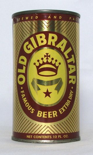 Old Gibraltar Beer 12 Oz.  Flat Top Beer Can - Maier Brewing Co. ,  Los Angeles,  Ca.