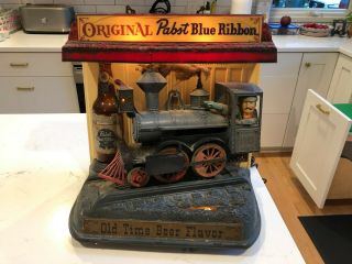 Pabst Blue Ribbon Pbr Beer Lighted Motion Train Sign 1961