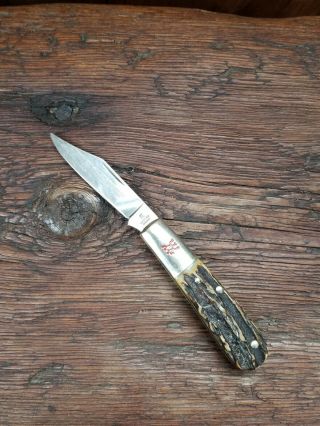 Vintage J.  A.  Henckels Pocket Knife Stag Handle Solingen Germany Hk - 14 - S