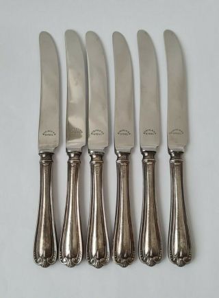 Set Of 6 Sterling Silver Handles Tea/ Dessert Knives 1930/ L 16.  5 Cm