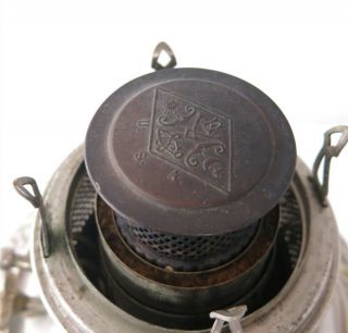 Vintage Non Explosive Nickel Ornate Scroll B&H Cast Iron Base Kerosene Lamp 3